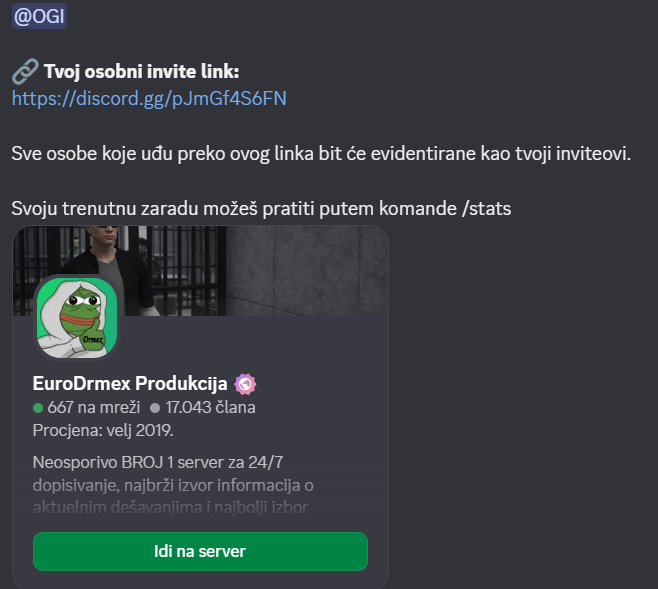 Personal invite link